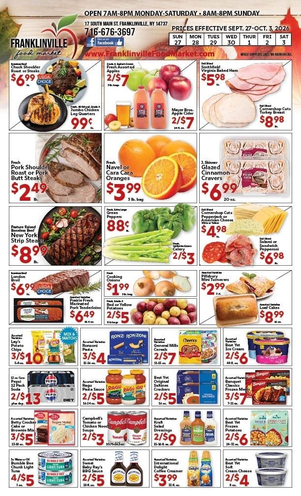 Franklinville Food Market Weekly Ad September 27 - October 3, 2026