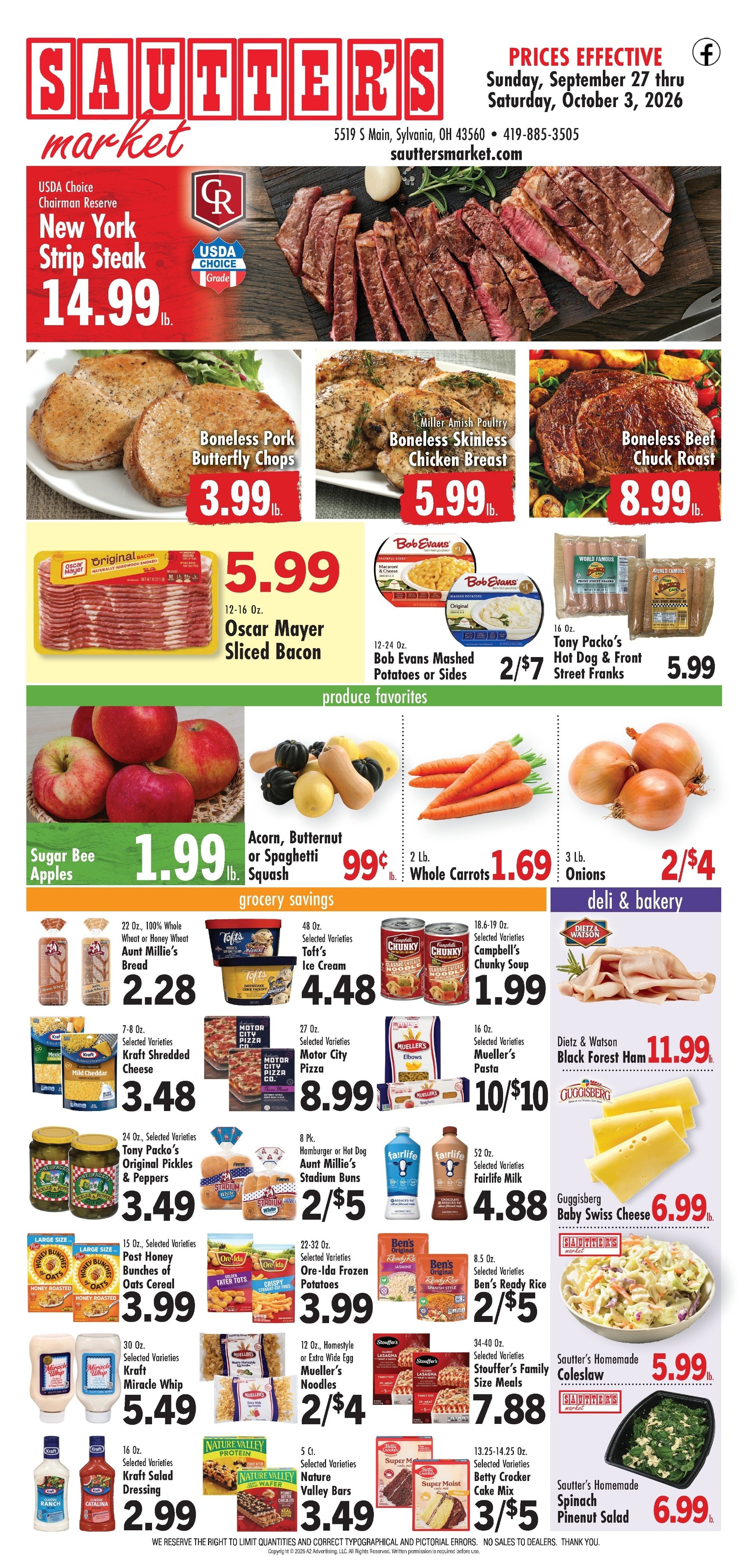 Sautter's Market Weekly Ad September 27 - October 3, 2026