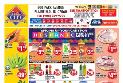 Twin City Supermarket (600 Park Avenue, Plainfield, NJ) Weekly Ad September 27 - October 3, 2026