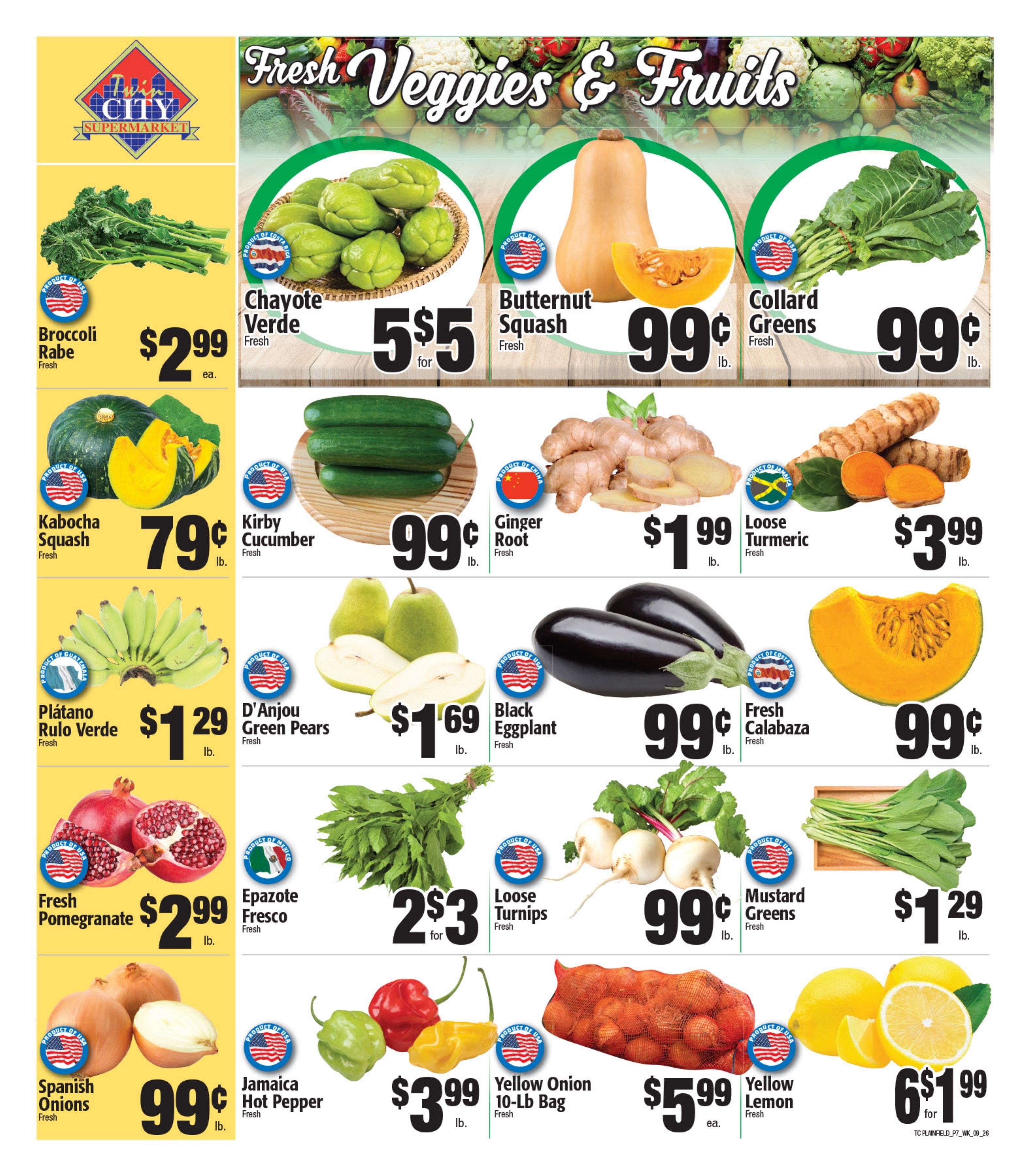 Twin City Supermarket (600 Park Avenue, Plainfield, NJ) Weekly Ad September 27 - October 3, 2026
