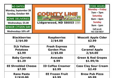 County Line Foods Weekly Ad September 28 - October 4, 2026