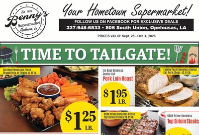 Benny's Supermarket Weekly Ad September 28 - October 4, 2026