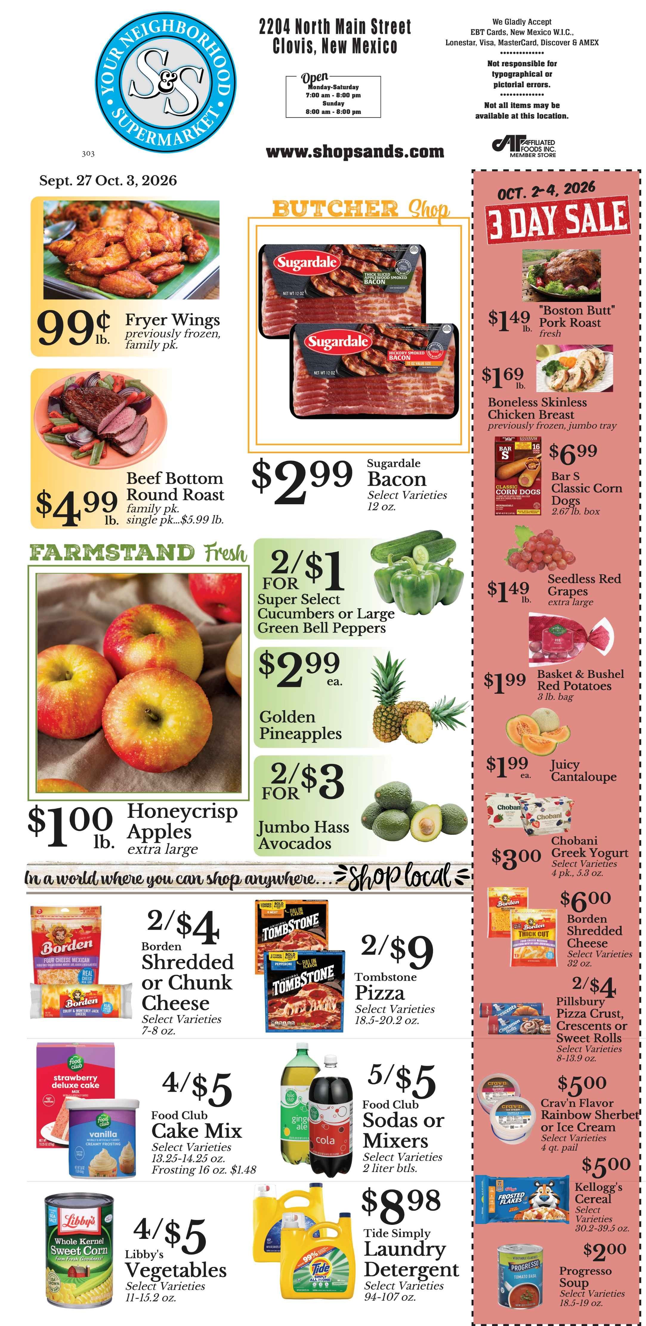 S&S Supermarket Weekly Ad September 27 - October 3, 2026