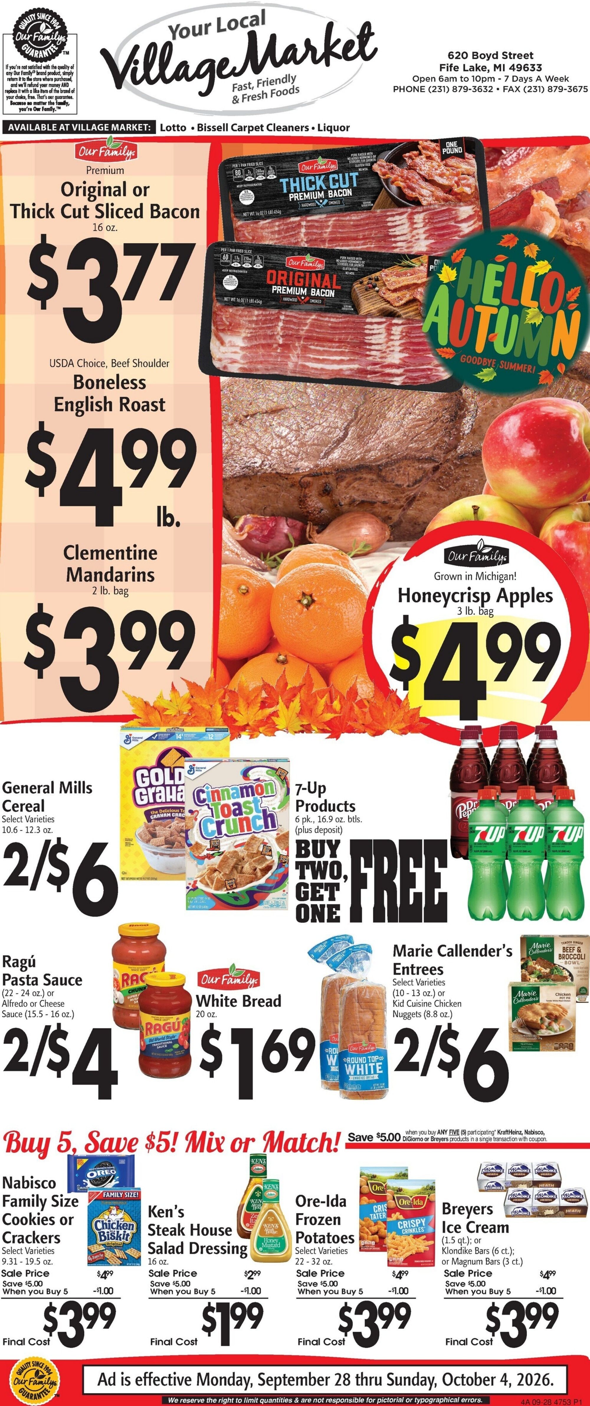 Fife Lake Village Market Weekly Ad September 28 - October 4, 2026