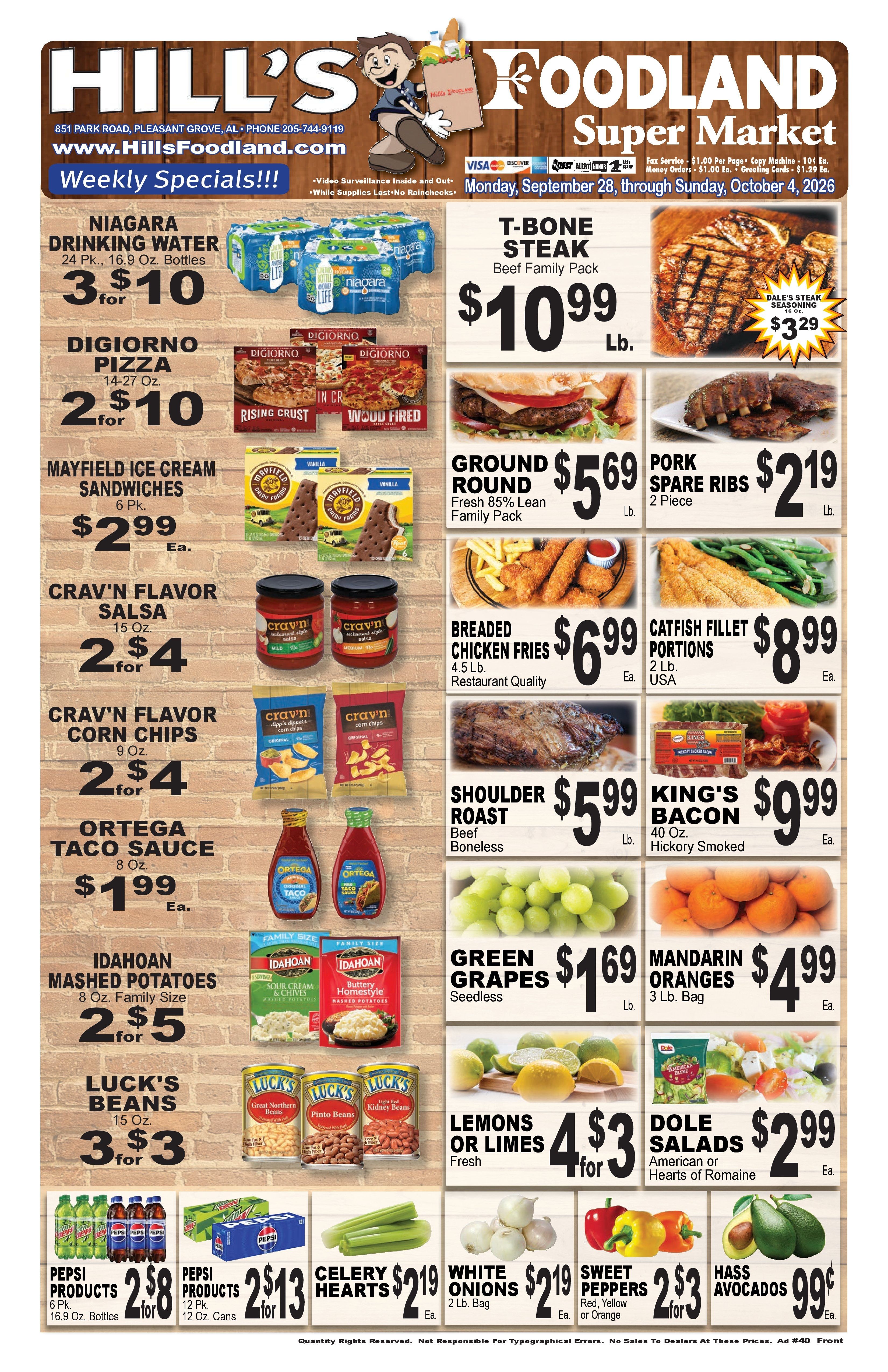 Hill's Foodland (851 Park Road, Pleasant Grove, AL) Weekly Ad September 28 - October 4, 2026