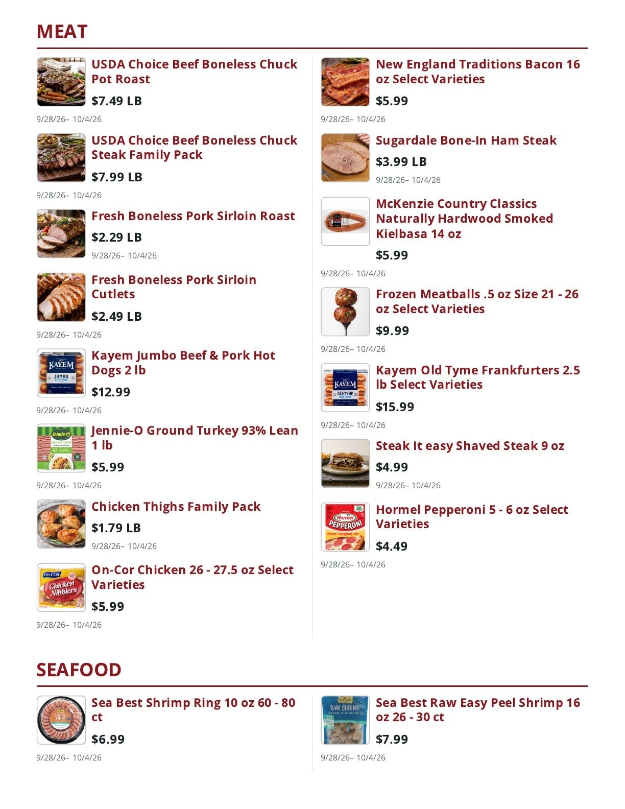 Main Street Market Weekly Ad September 28 - October 4, 2026