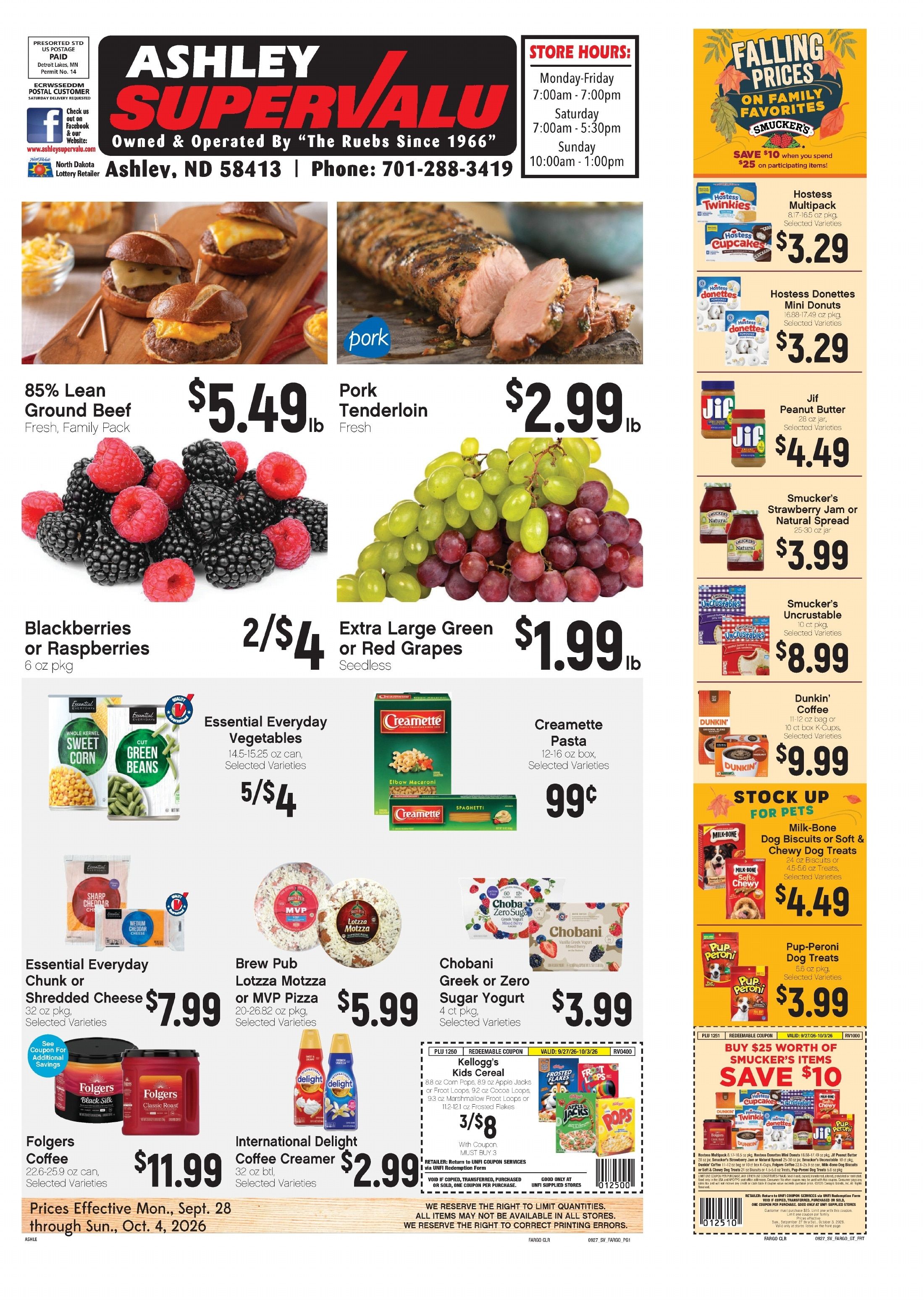 Ashley Supervalu Weekly Ad September 28 - October 4, 2026