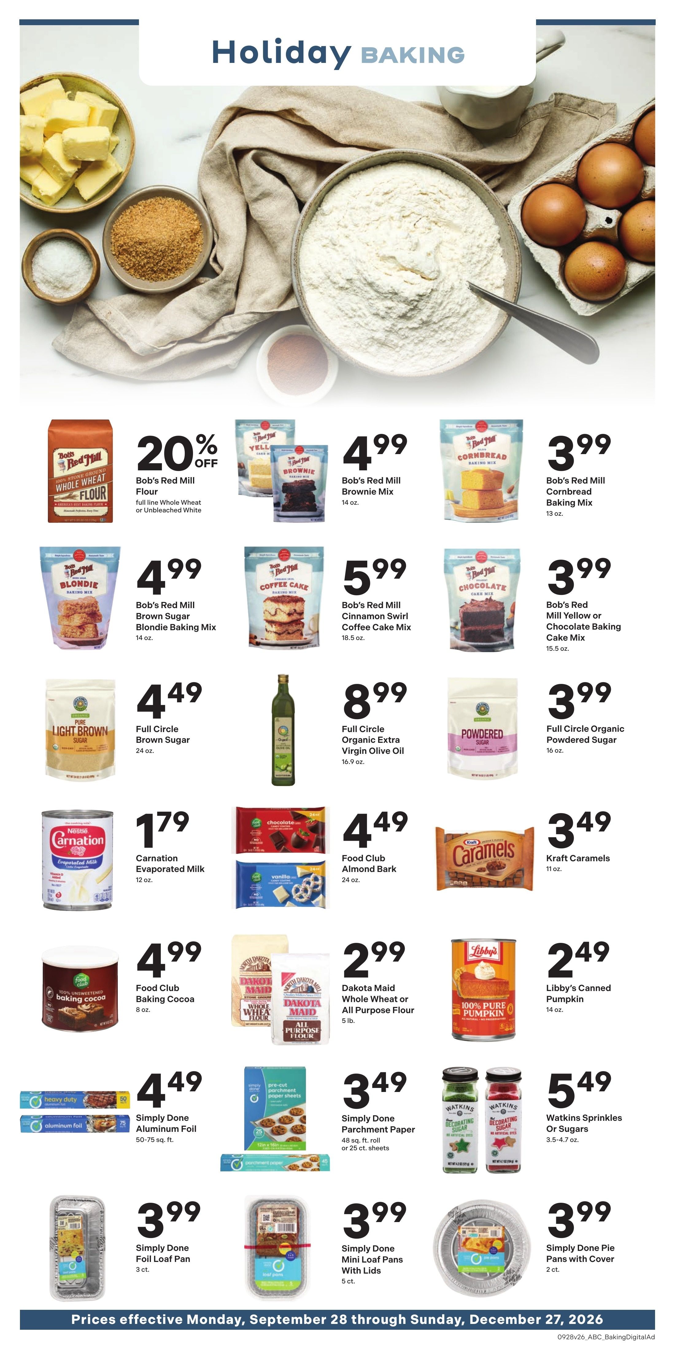 Kessler's Grocery Holiday Baking Holiday Baking Weekly Ad September 28 - October 4, 2026