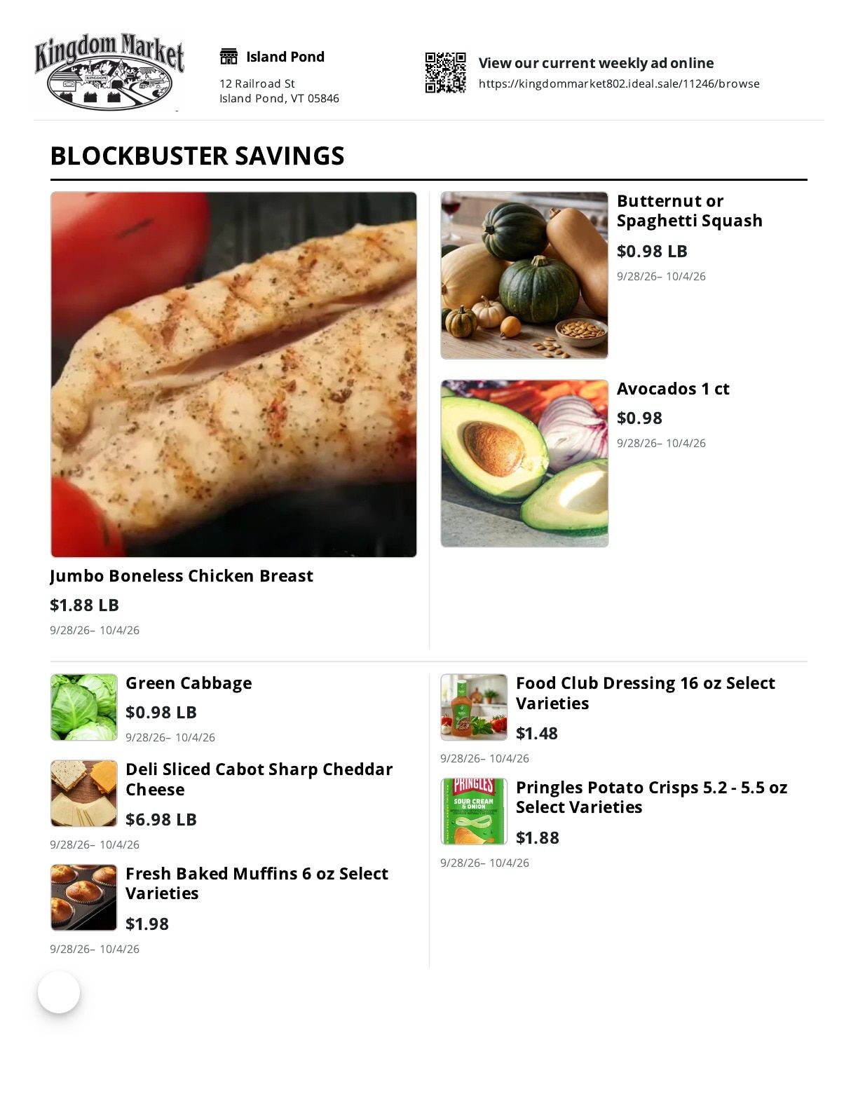 Kingdom Market Weekly Ad September 28 - October 4, 2026