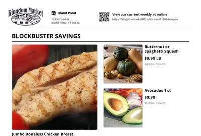 Kingdom Market Weekly Ad September 28 - October 4, 2026