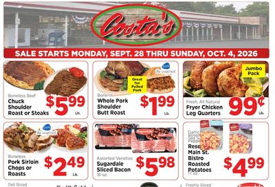 Costa's Supermarket Weekly Ad September 28 - October 4, 2026