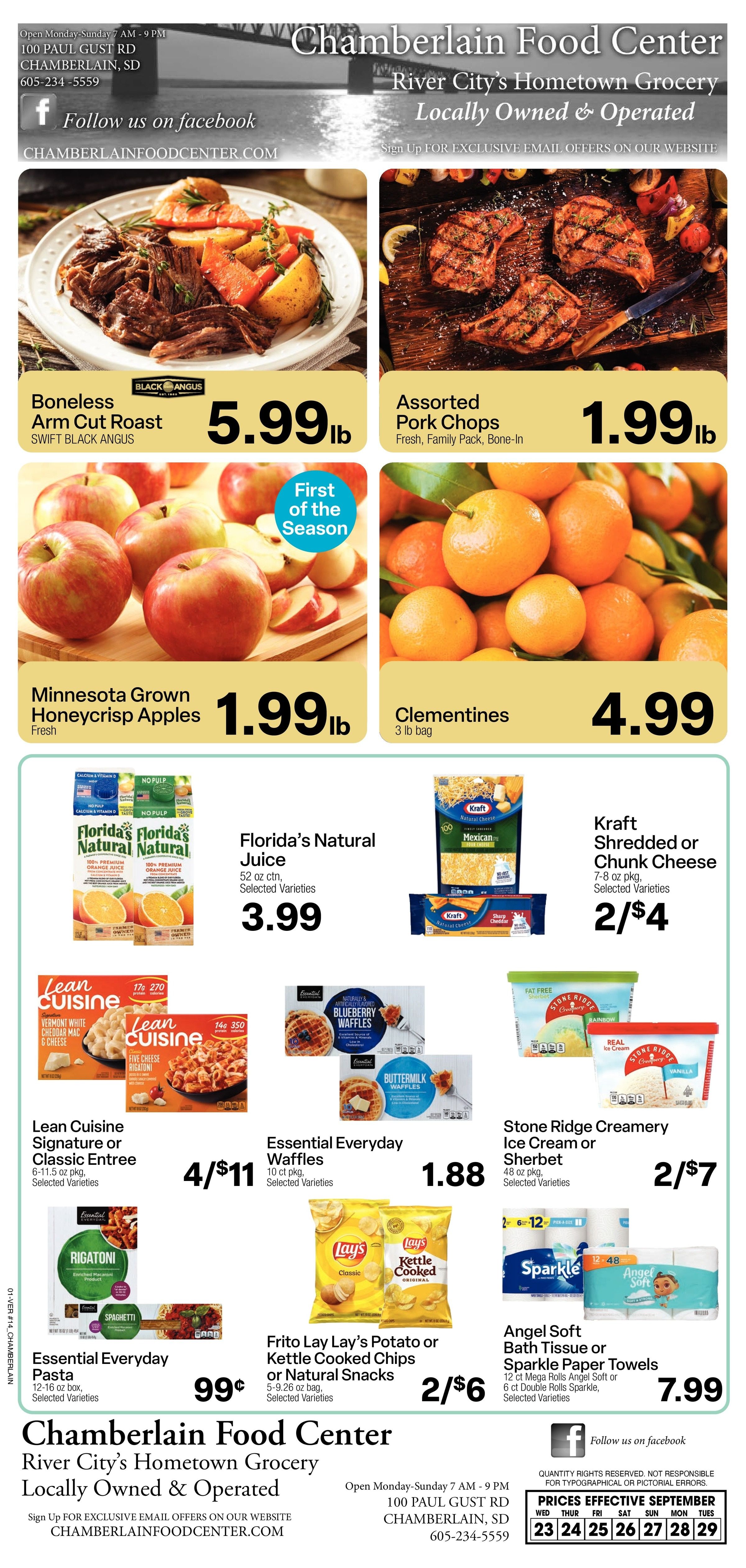 Chamberlain Food Center Weekly Ad September 23 - 29, 2026