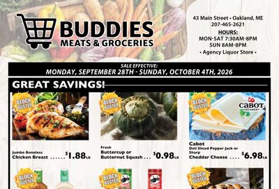 Buddies Meats & Groceries Weekly Ad September 28 - October 4, 2026