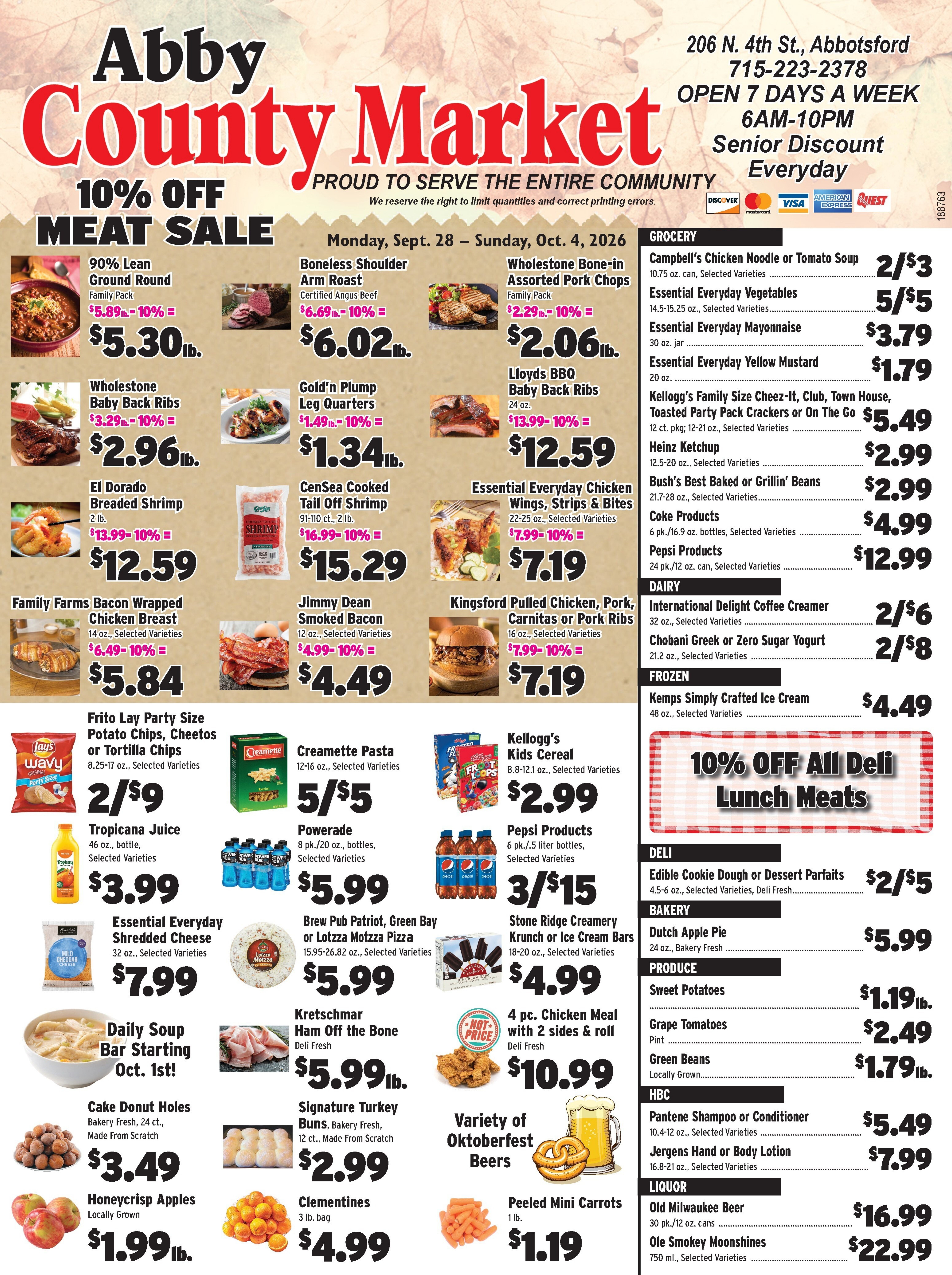 Abby County Market Weekly Ad September 28 - October 4, 2026