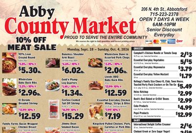 Abby County Market Weekly Ad September 28 - October 4, 2026