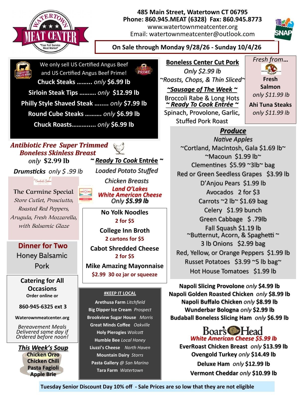 Watertown Meat Center Weekly Ad September 28 - October 4, 2026