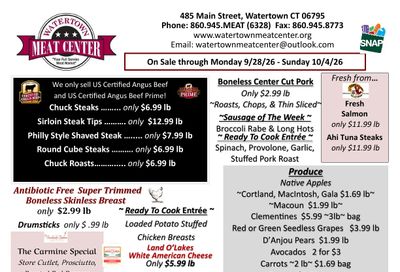 Watertown Meat Center Weekly Ad September 28 - October 4, 2026