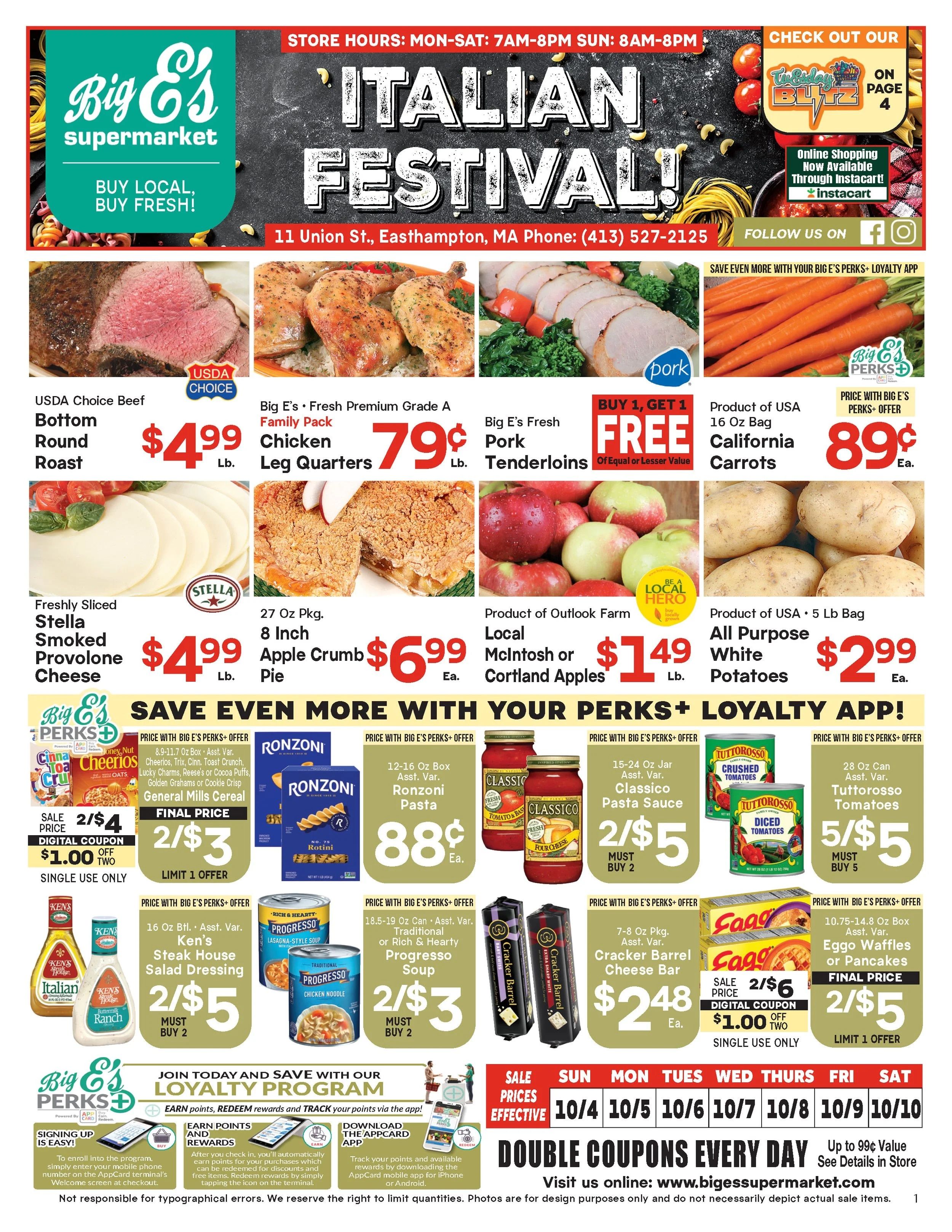 Big E's Supermarket Weekly Ad October 4 - 10, 2026