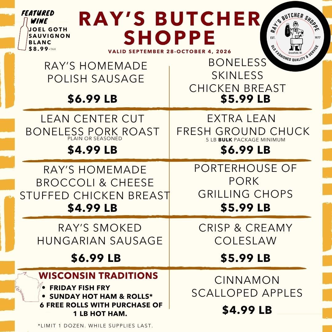 Ray's Butcher Shoppe Weekly Ad September 28 - October 4, 2026