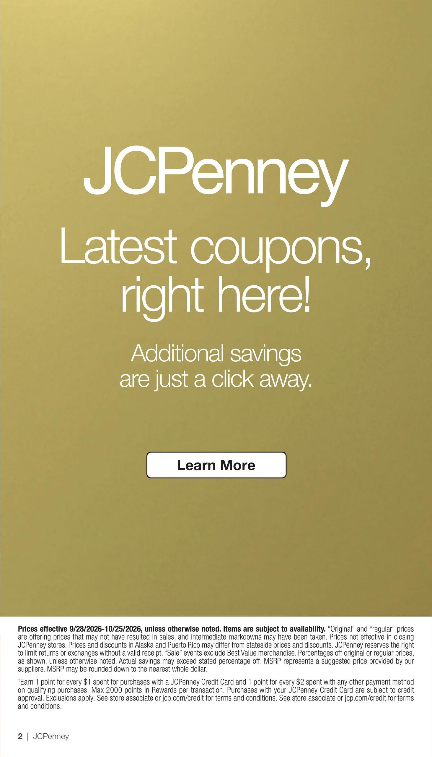 JCPenney Semi-Annual Home Sale Weekly Ad September 28 - October 25, 2026