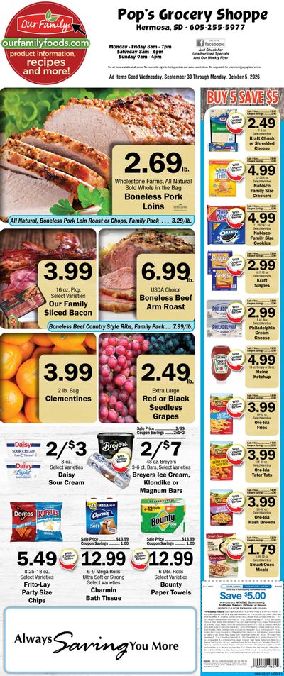 Pop's Grocery Shoppe Weekly Ad September 27 - October 6, 2026