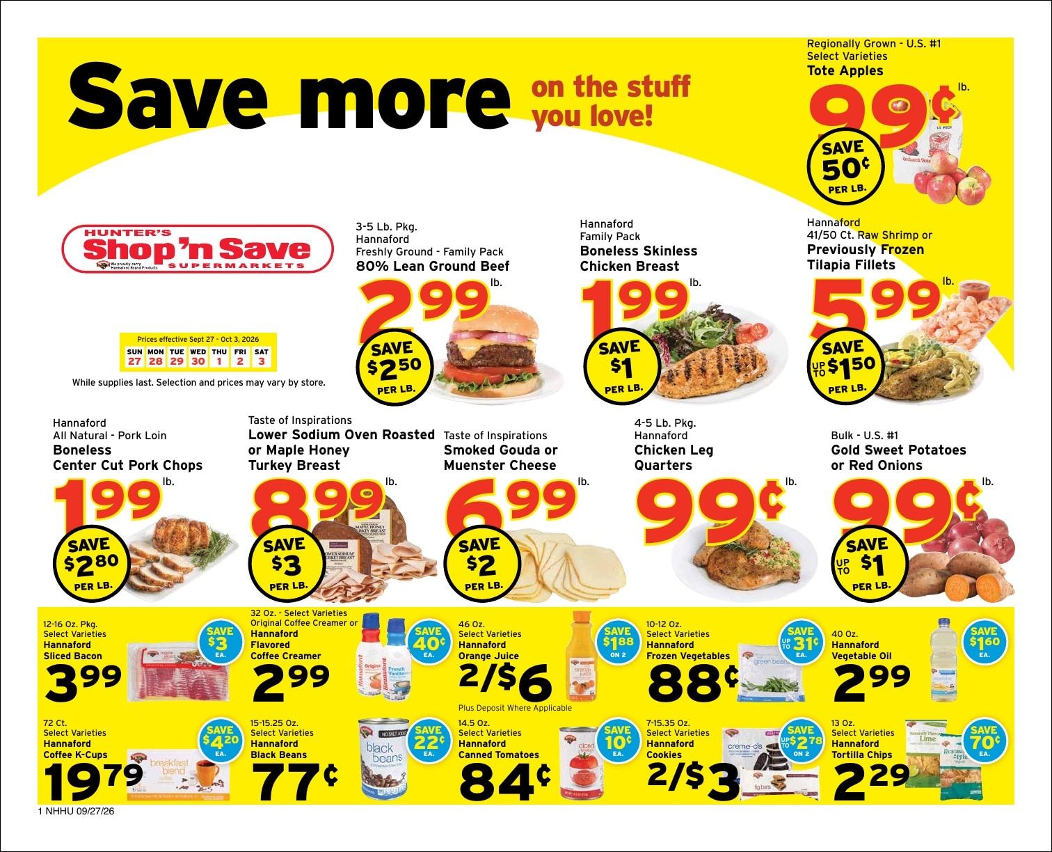 Hunter's Shop 'n Save Weekly Ad September 27 - October 3, 2026