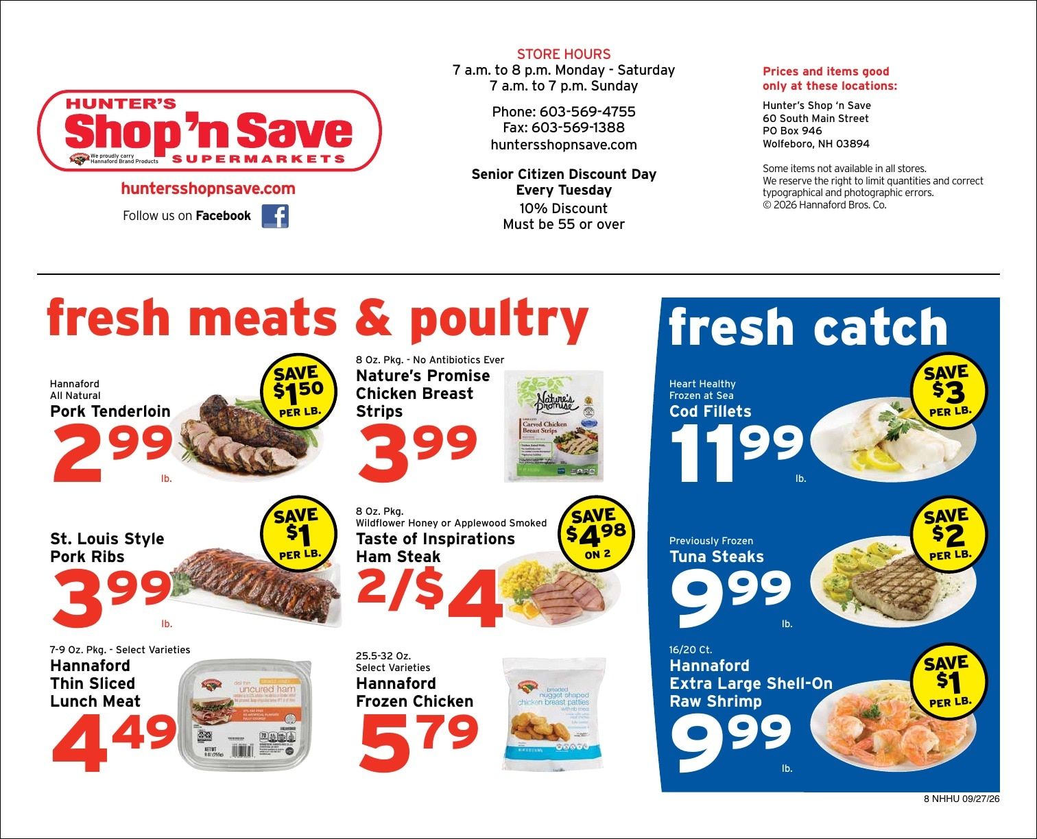 Hunter's Shop 'n Save Weekly Ad September 27 - October 3, 2026