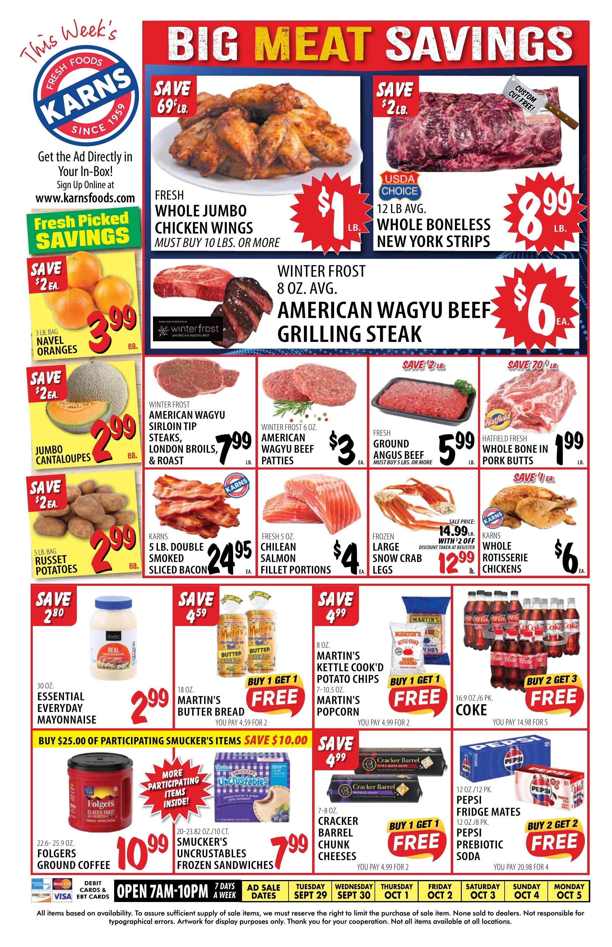Karns Foods Weekly Ad September 28 - October 5, 2026