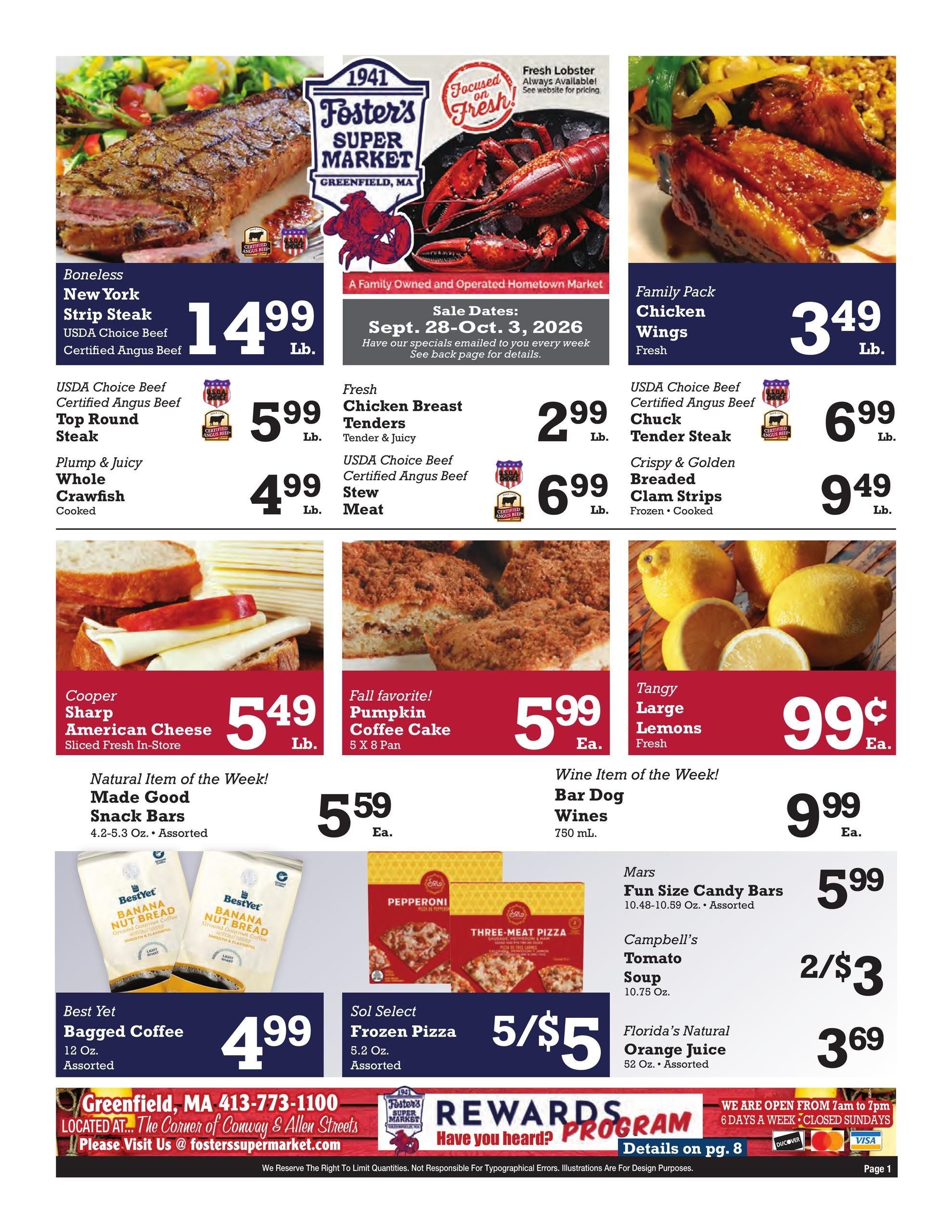 Foster's Super Market (Athol Area, MA) Weekly Ad September 28 - October 3, 2026