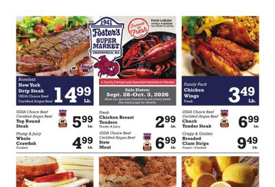 Foster's Super Market (Athol Area, MA) Weekly Ad September 28 - October 3, 2026