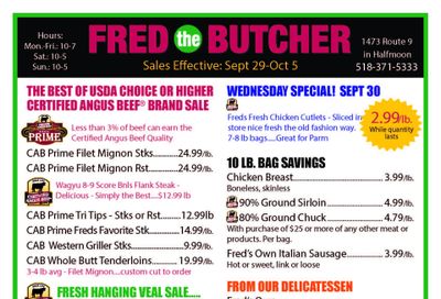 Fred the Butcher Weekly Ad September 29 - October 5, 2026