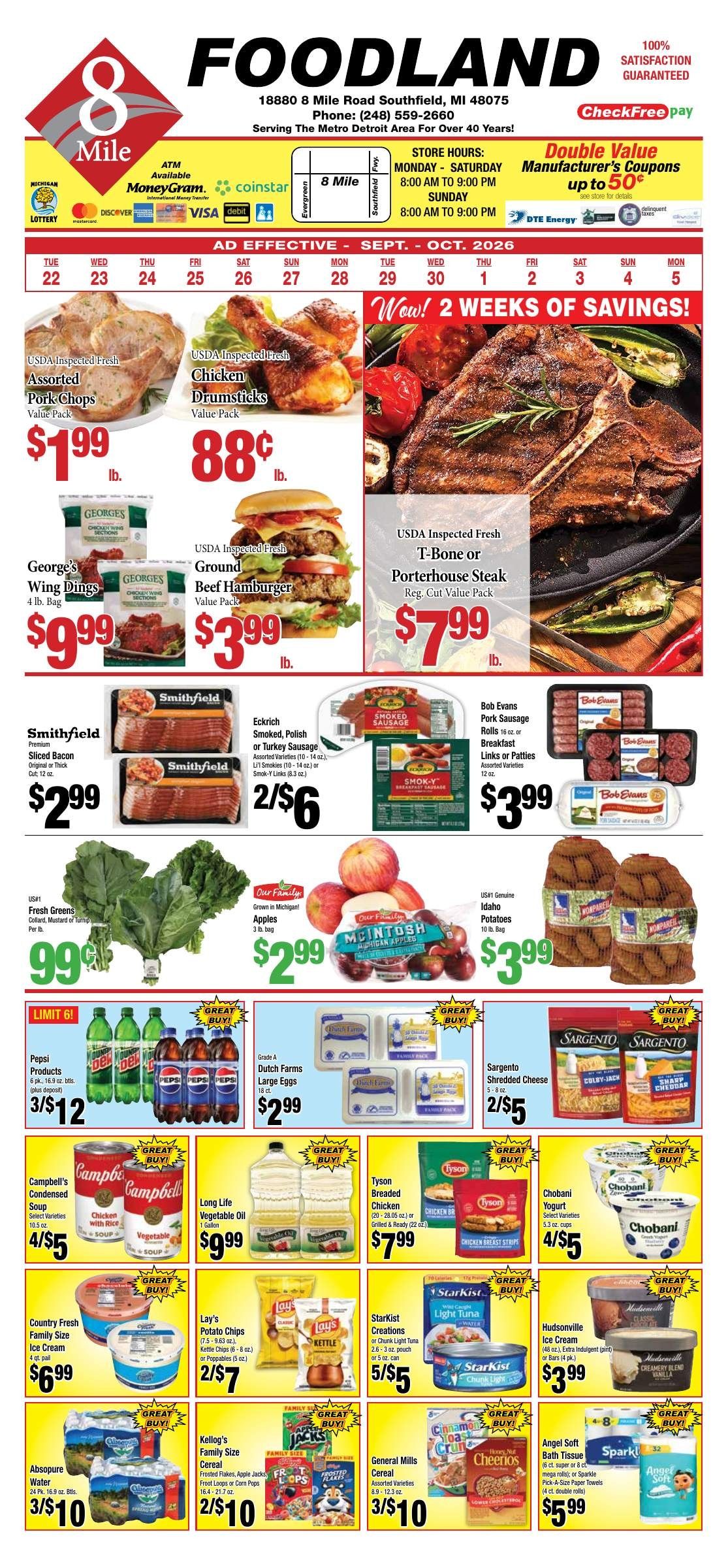 8 Mile Foodland Weekly Ad September 27 - October 3, 2026