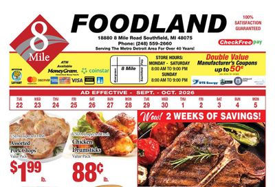 8 Mile Foodland Weekly Ad September 27 - October 3, 2026
