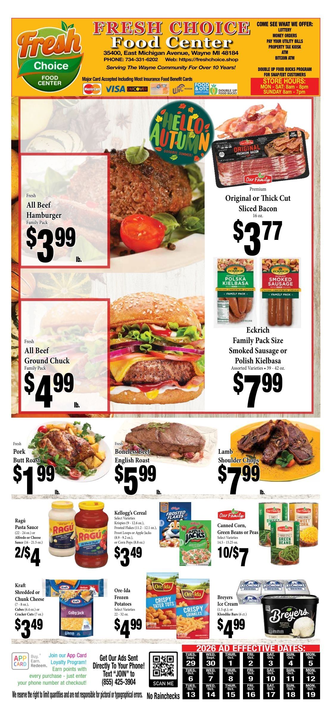 Fresh Choice Food Center Weekly Ad September 29 - October 19, 2026