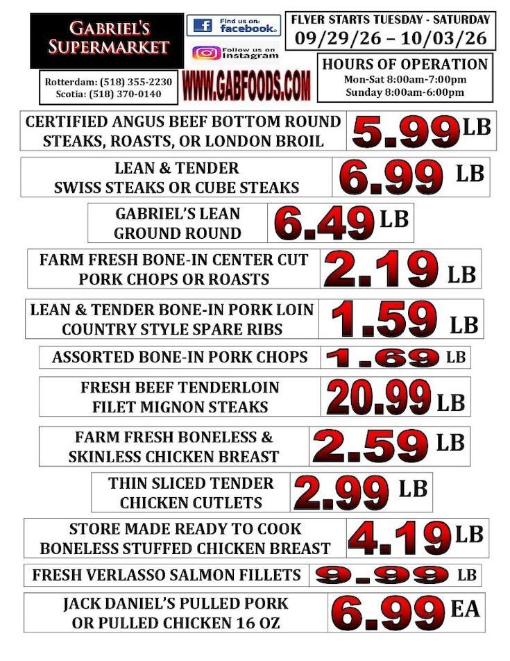 Gabriel's Supermarkets Weekly Ad September 27 - October 3, 2026