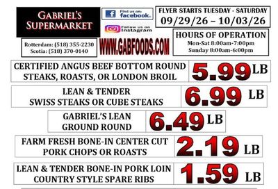 Gabriel's Supermarkets Weekly Ad September 27 - October 3, 2026