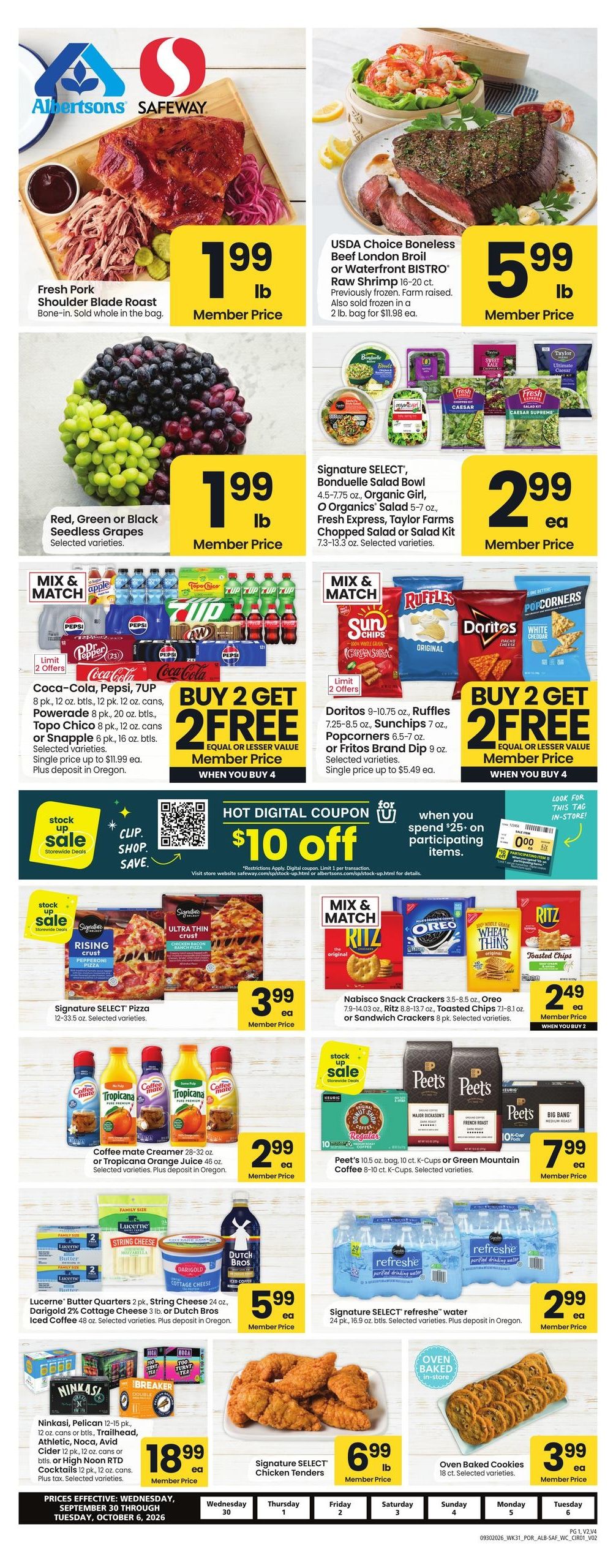 Albertsons (Vancouver Area, WA) Weekly Ad September 30 - October 6, 2026