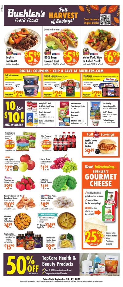 Buehler's Fresh Foods Weekly Ad September 23 - 29, 2026