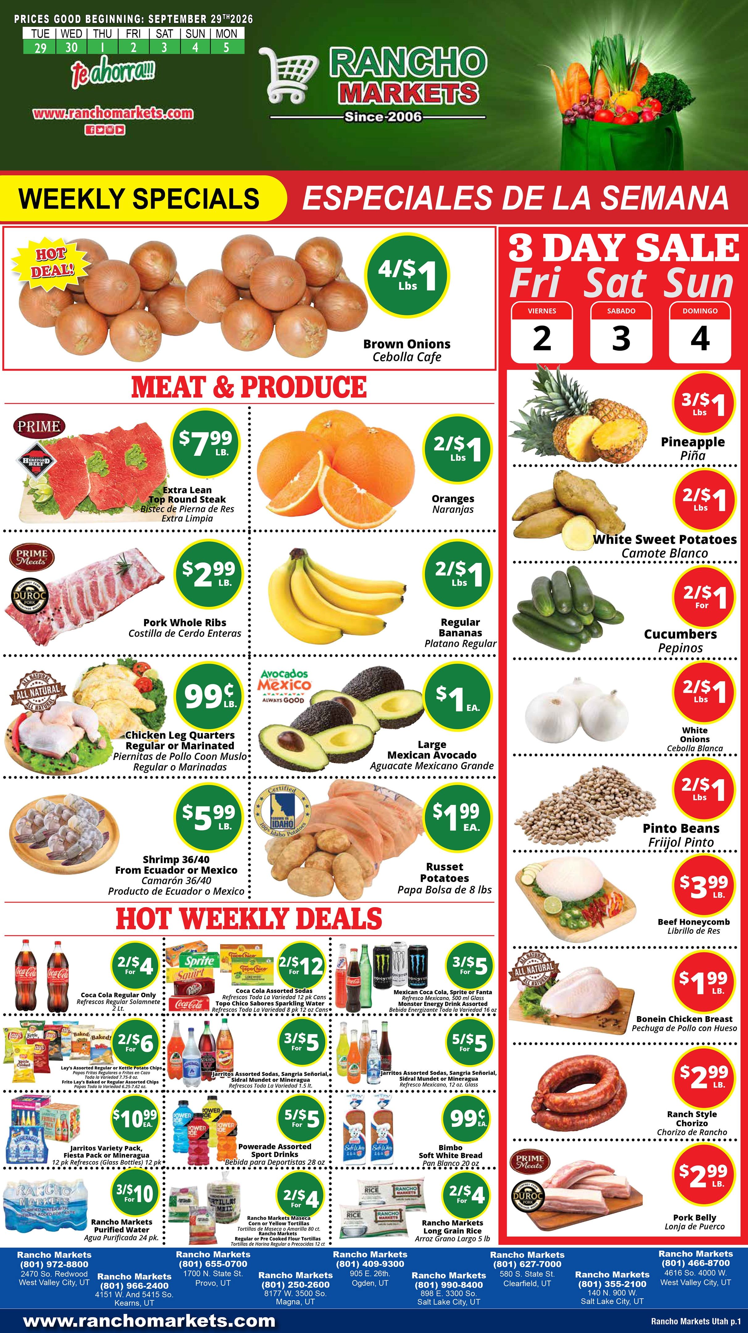 Rancho Markets Weekly Ad September 29 - October 5, 2026