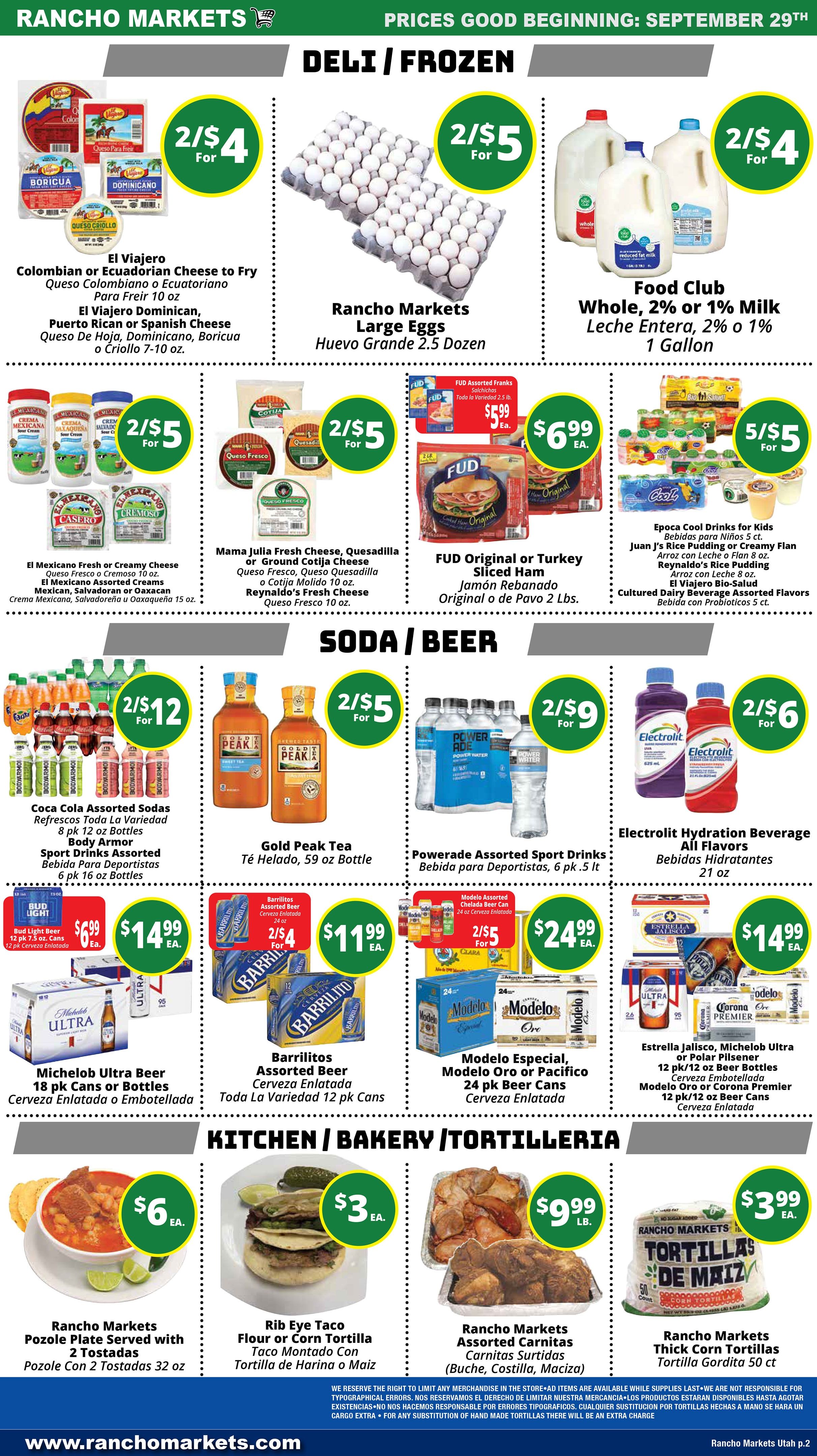Rancho Markets Weekly Ad September 29 - October 5, 2026