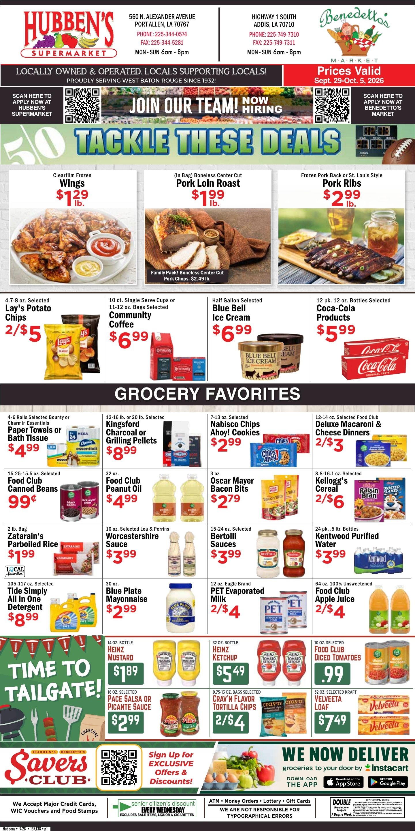 Hubben's Supermarket Weekly Ad September 29 - October 5, 2026