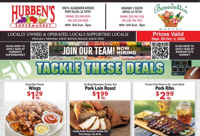 Hubben's Supermarket Weekly Ad September 29 - October 5, 2026