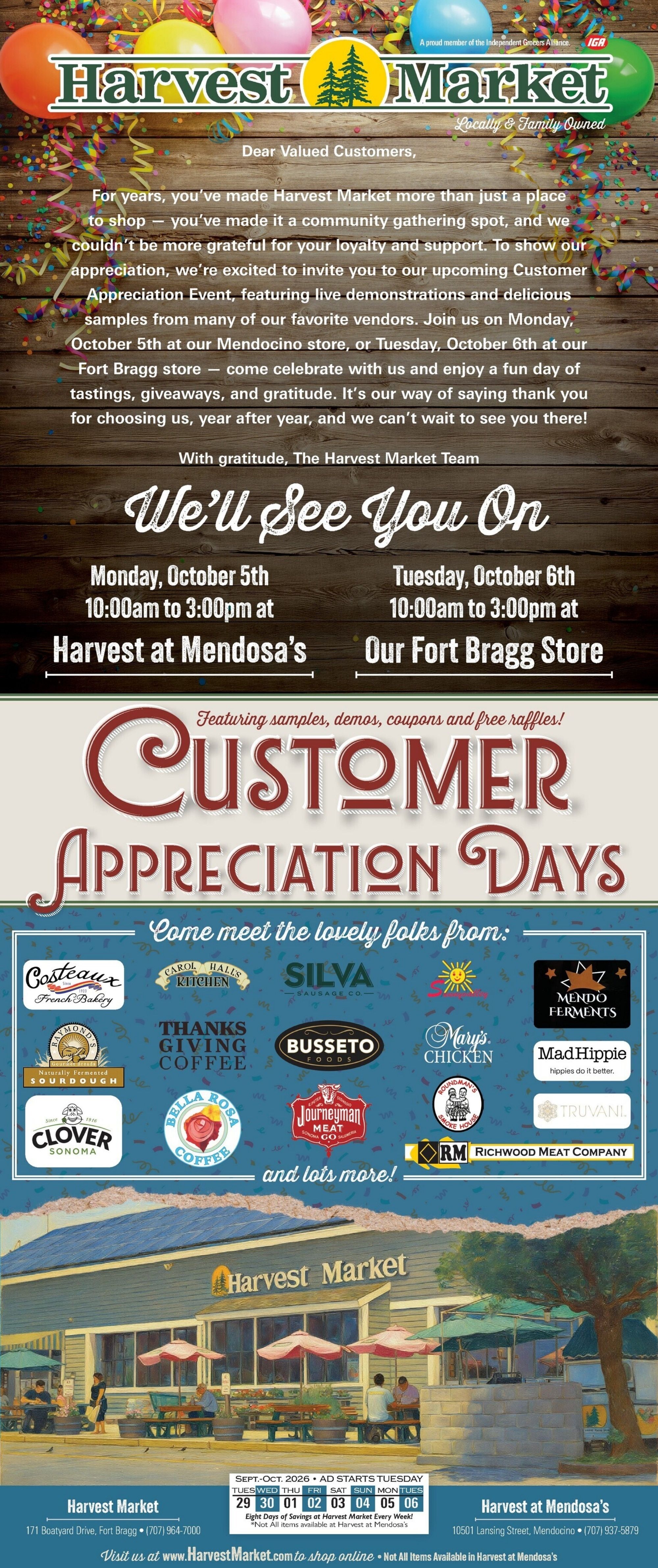 Harvest Market Fort Bragg Weekly Ad September 29 - October 6, 2026