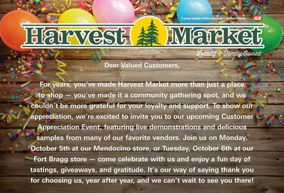 Harvest Market Fort Bragg Weekly Ad September 29 - October 6, 2026
