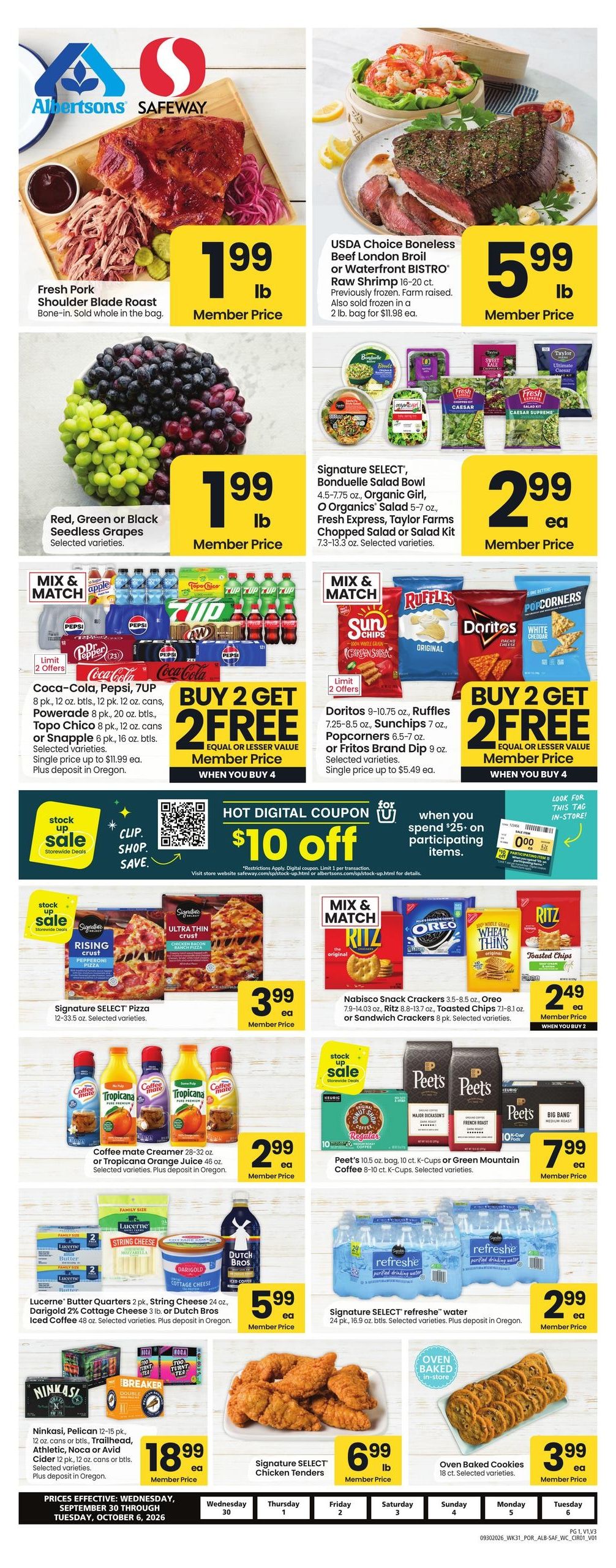 Albertsons (Bend Area, OR) Weekly Ad September 30 - October 6, 2026