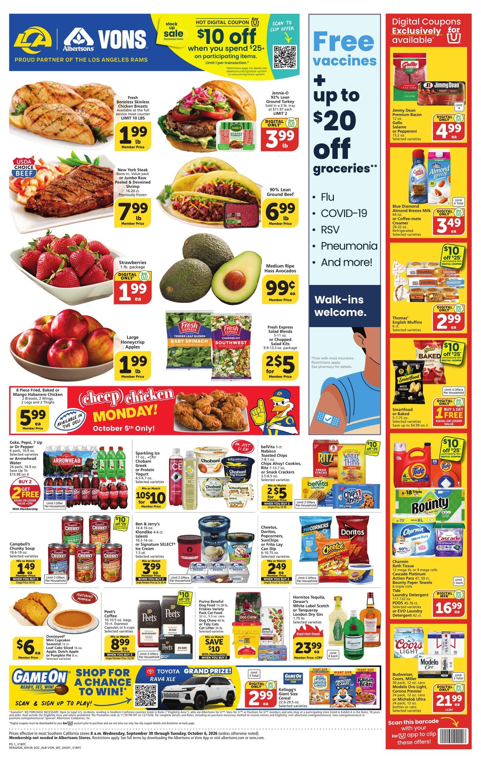 Albertsons (Alhambra Area, CA) Weekly Ad September 30 - October 6, 2026