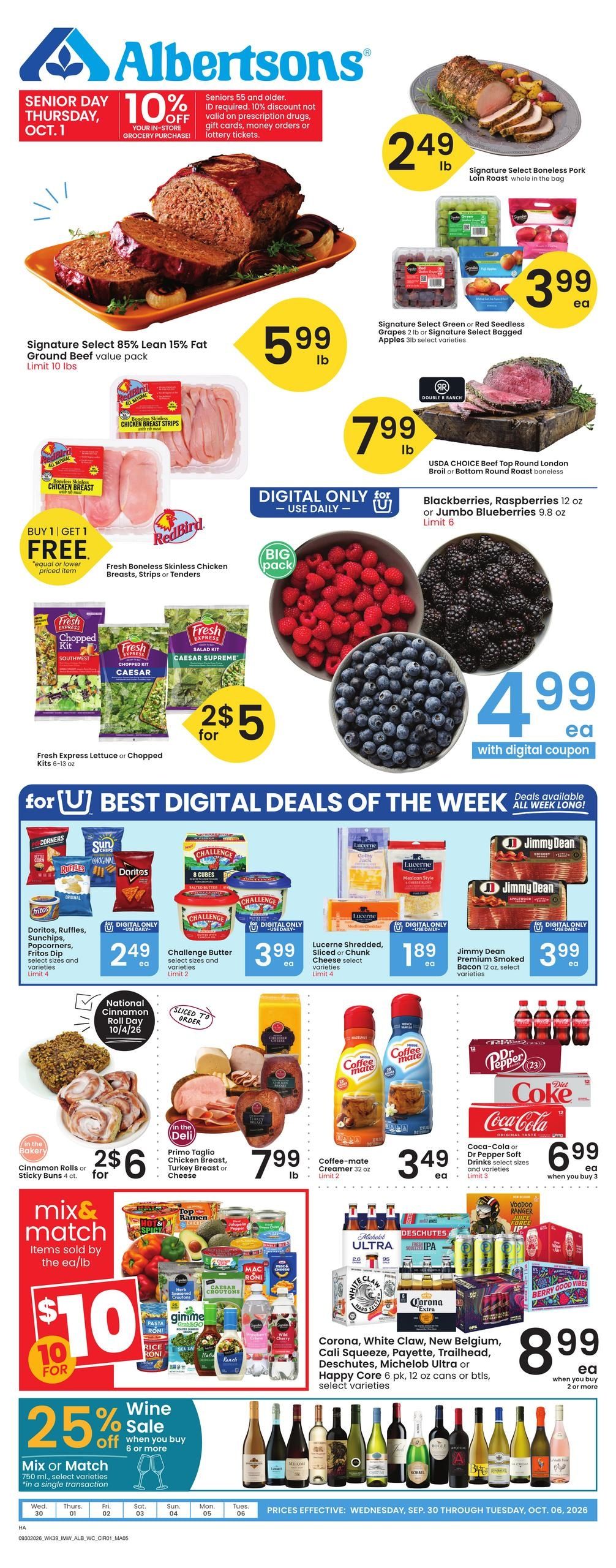 Albertsons (Bellevue Area, ID) Weekly Ad September 30 - October 6, 2026