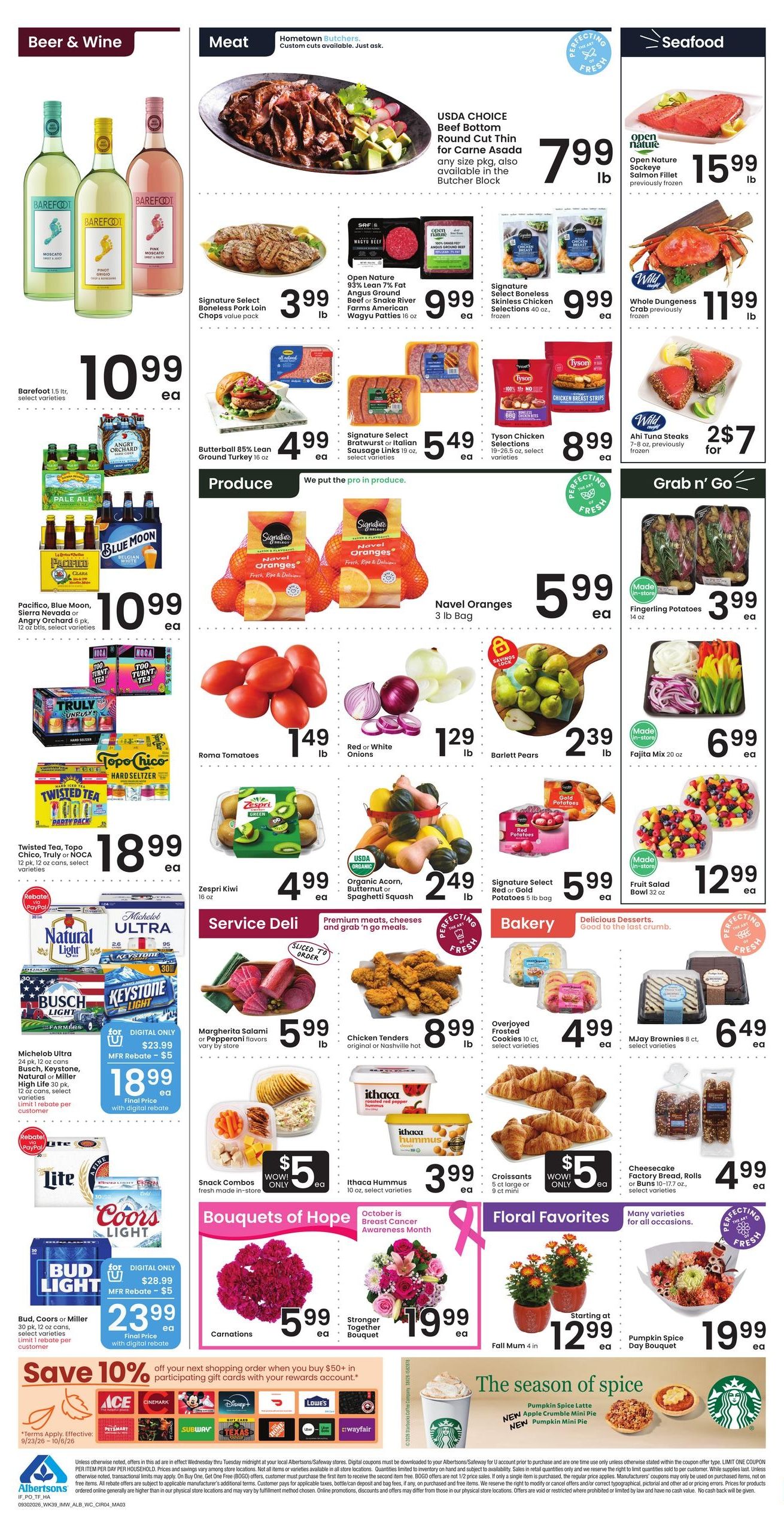 Albertsons (Bellevue Area, ID) Weekly Ad September 30 - October 6, 2026