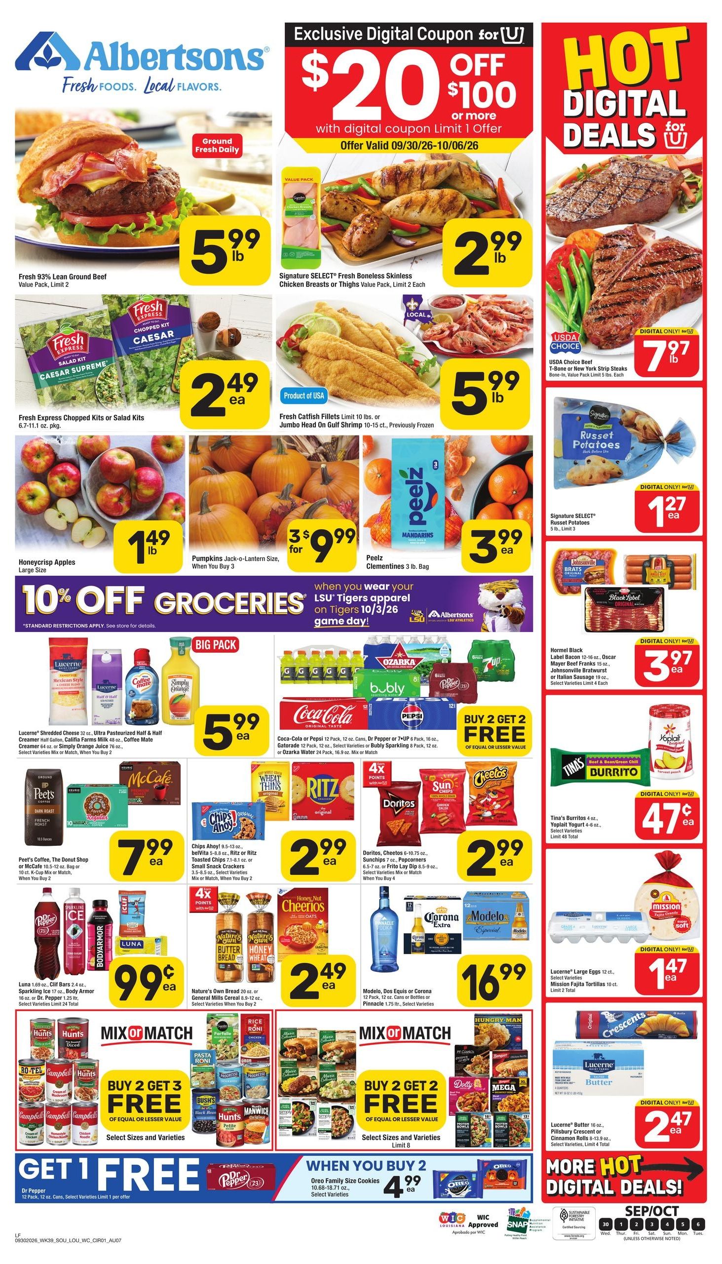Albertsons (Lafayette Area, LA) Weekly Ad September 30 - October 6, 2026
