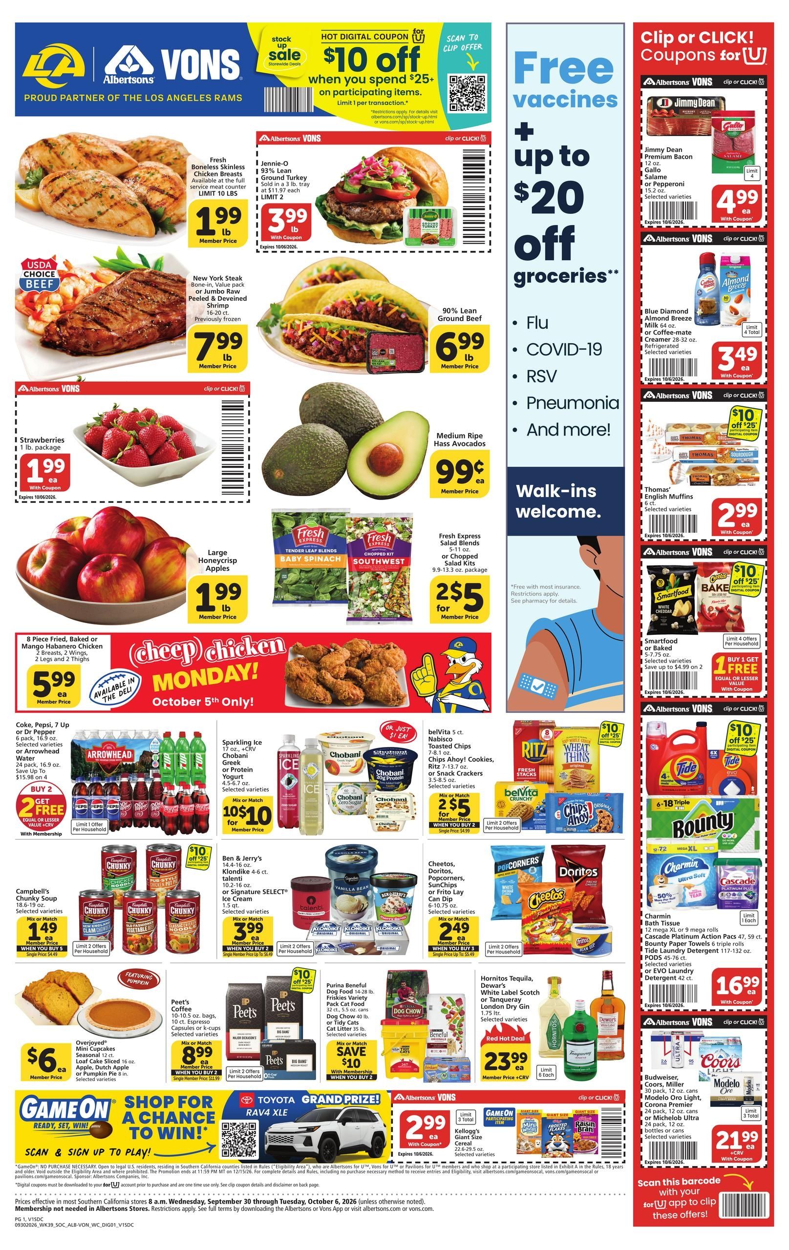 Albertsons (San Diego Area, CA) Weekly Ad September 30 - October 6, 2026